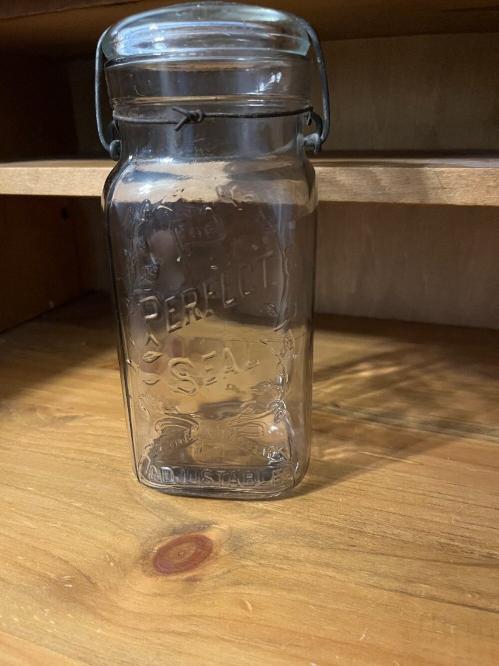 VINTAGE - THE PERFECT SEAL WIDE MOUTH GLASS JAR WITH GLASS LID